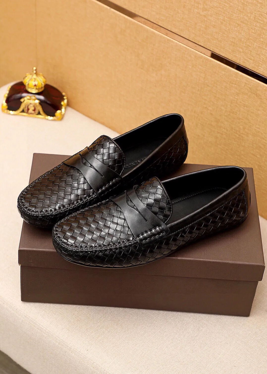 Men's men's shoes 💰500 💐 BV men's slip-on shoes® [BOTTEGA VENETA] official website counter new model, one-to-one mold opening ⚠Italian calfskin purely hand-woven ➕cow 🐂 leather lining. Driving slip-ons, available at counters, sizes 38～44 (45🉑️customized)